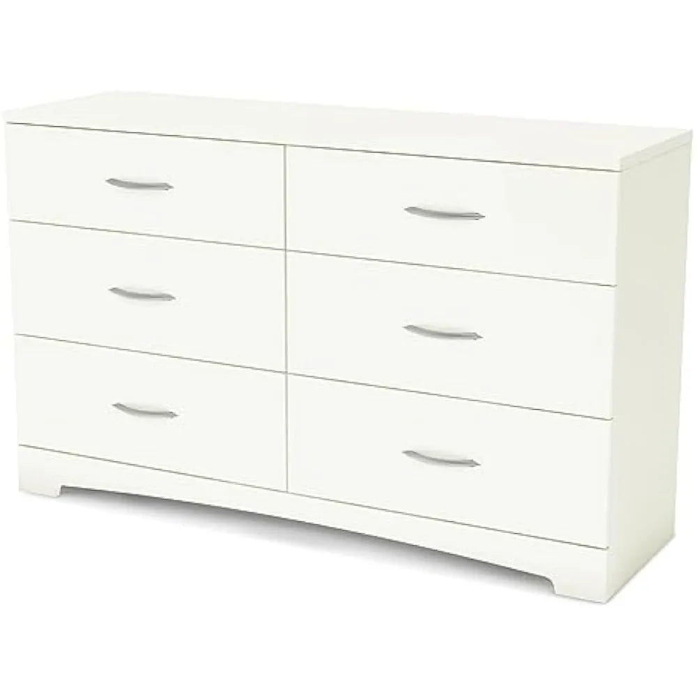 South Shore Step One, Gray, Contemporary, Clothing Storage, Six, Bedroom, Dresser Chest of Drawers, Pure White