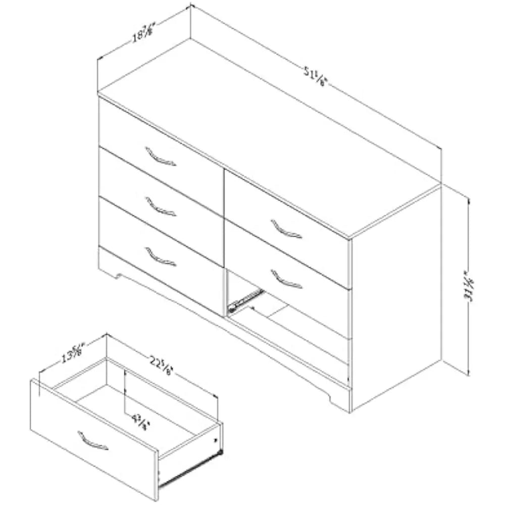 South Shore Step One, Gray, Contemporary, Clothing Storage, Six, Bedroom, Dresser Chest of Drawers, Pure White