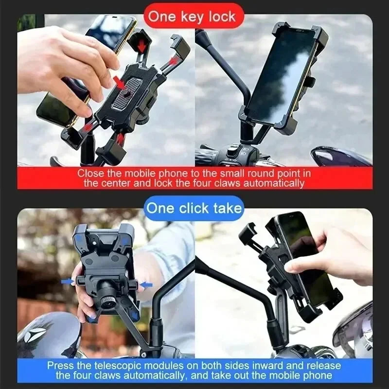 Motorcycle Bike Phone Mount 360° Rotatable Phone Holder for Mountain Bike Moto Motorcycle Stand Bracket Non-slip Cycling