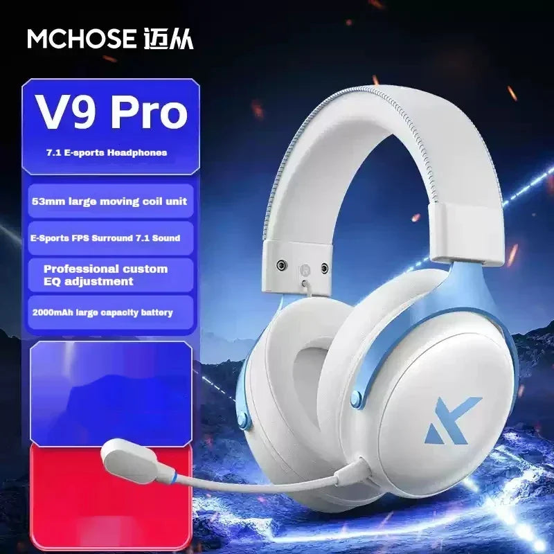MCHOSE V9 Pro Head-mounted Music Wireless Gaming Headphones Noise Reduction Mic 3-mode Customized Music Earphones Pc Accessories