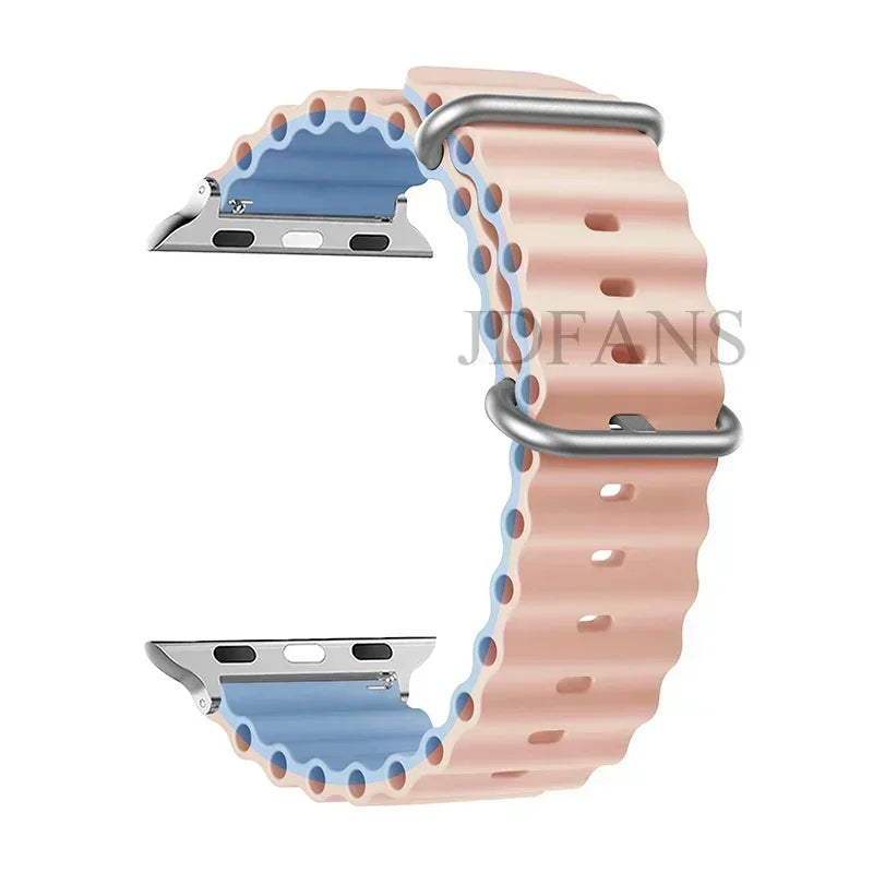 Silicone Ocean strap for Apple watch band Series Ultra 9 8 7 6 5 4 10 SE iwatch bracelet 42mm 44mm 45mm 49mm 40mm 41mm 46mm band
