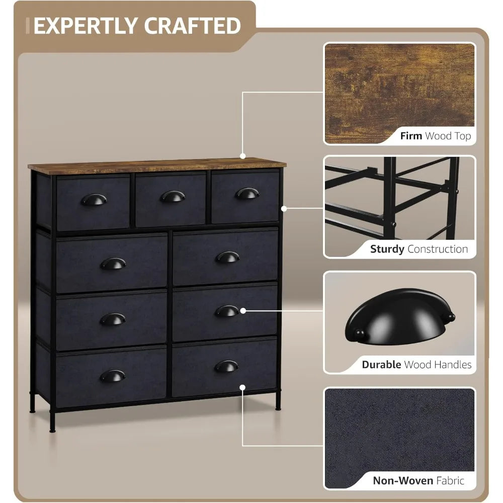 Sorbus Dresser with 9 Drawers - Furniture Storage Chest Tower Unit for Bedroom, Hallway, Closet, Office Organization - Steel Fra
