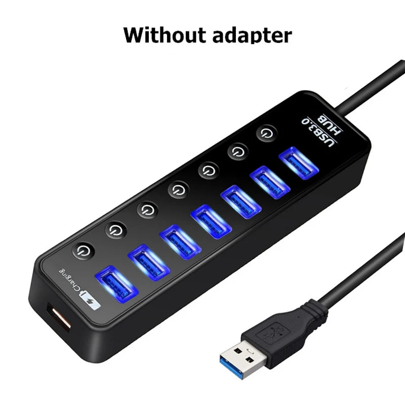 USB HUB 3.0 4 7 Port Smart Phone Charger Multi For Ipad MacBook Pro Computer PC Notebook Laptop Accessories With Power Adapter
