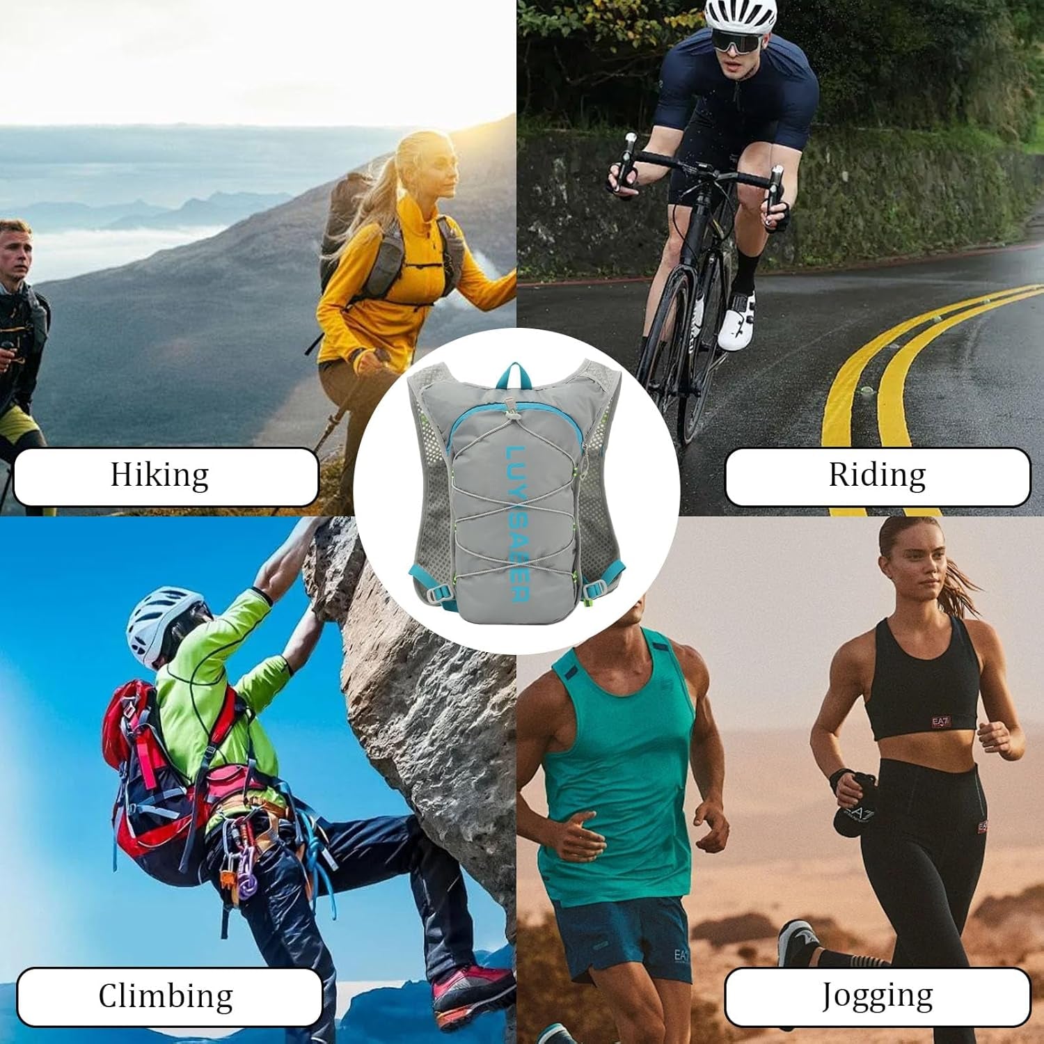 Running Vest,Running Hydration Vest,Breathable Ultra-Lightweight Running Backpack,With Reflective Strips,Micro-Splash Resistant,For Outdoor Cycling Running Climbing Marathon Camping,For Women and Men