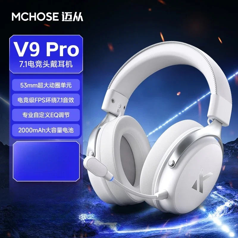 MCHOSE V9 Pro Gaming Headphones Head-mounted Music Noise Reduction Wireless Tri-mode Customized Earphones PC E-Sport Accessories