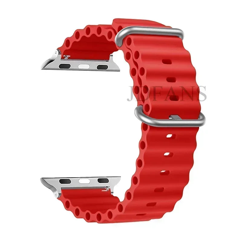 Silicone Ocean strap for Apple watch band Series Ultra 9 8 7 6 5 4 10 SE iwatch bracelet 42mm 44mm 45mm 49mm 40mm 41mm 46mm band