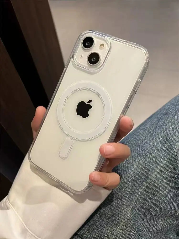 New Transparent Acrylic Clear Case For iPhone 16 15 14 13 12 11 Pro Max Magnatic For Magsafe Wireless Charge Cover