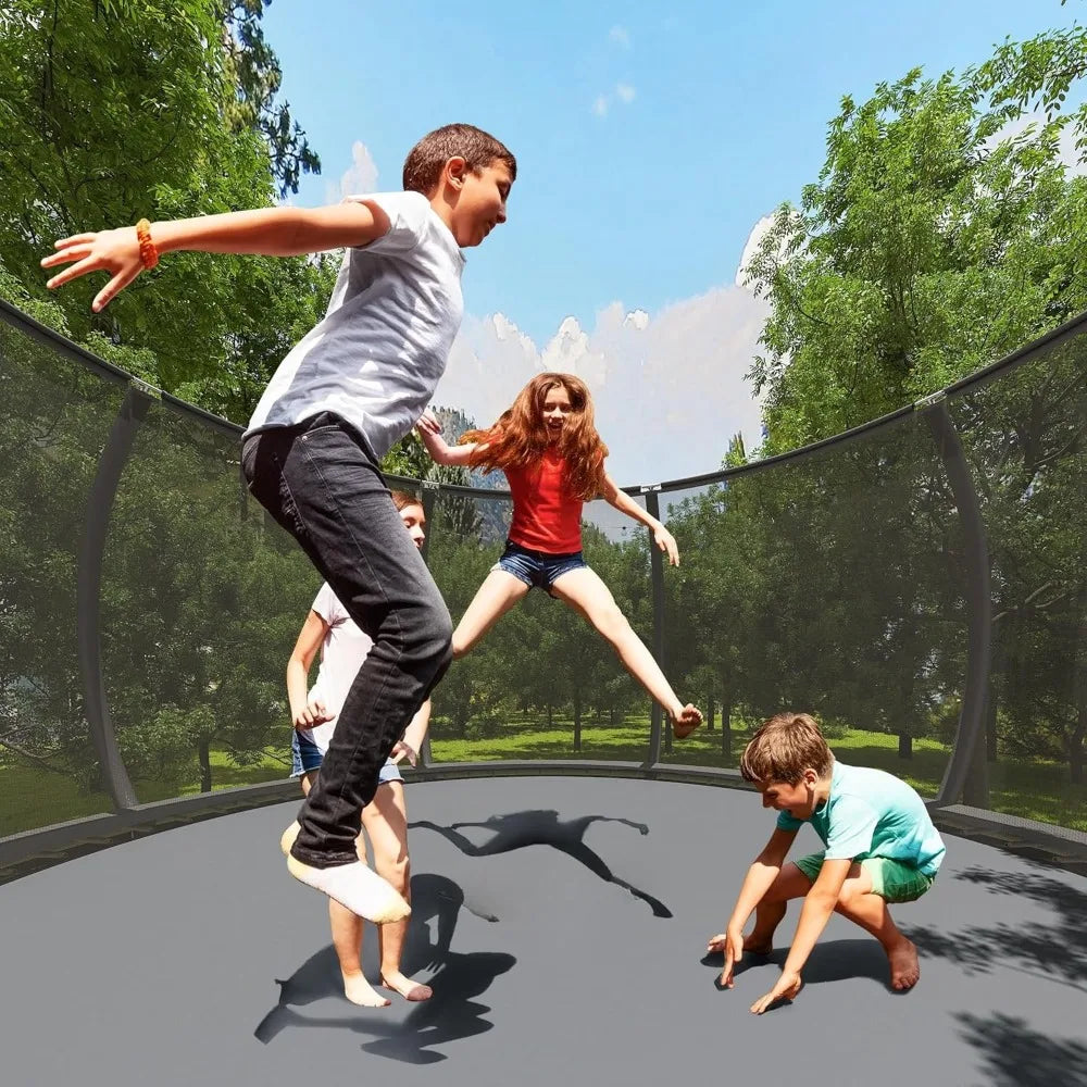 Trampoline 8FT 10FT 12FT 14FT 16FT, Recreational Trampolines with Enclosure Net and Ladder, Outdoor Anti-Rust Trampolines