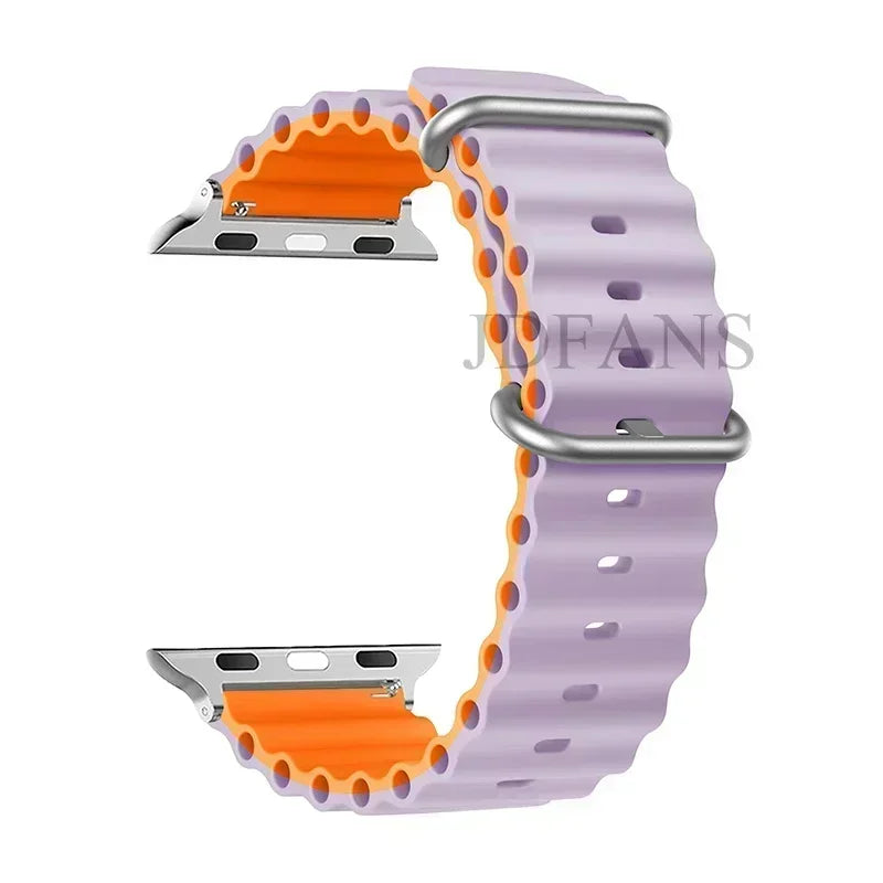 Silicone Ocean strap for Apple watch band Series Ultra 9 8 7 6 5 4 10 SE iwatch bracelet 42mm 44mm 45mm 49mm 40mm 41mm 46mm band