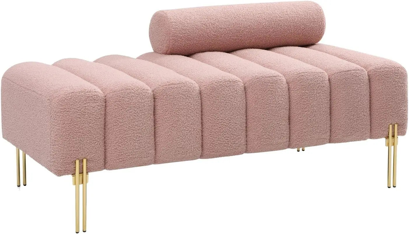 PU Leather Bedroom Ottoman Bench 53.2" Long Ottoman Benches for Living Room Bed End Rectangular Window Entryway Bench