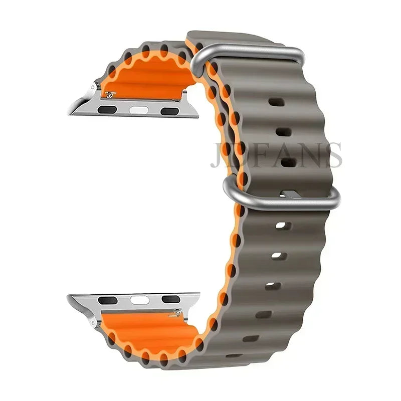 Silicone Ocean strap for Apple watch band Series Ultra 9 8 7 6 5 4 10 SE iwatch bracelet 42mm 44mm 45mm 49mm 40mm 41mm 46mm band