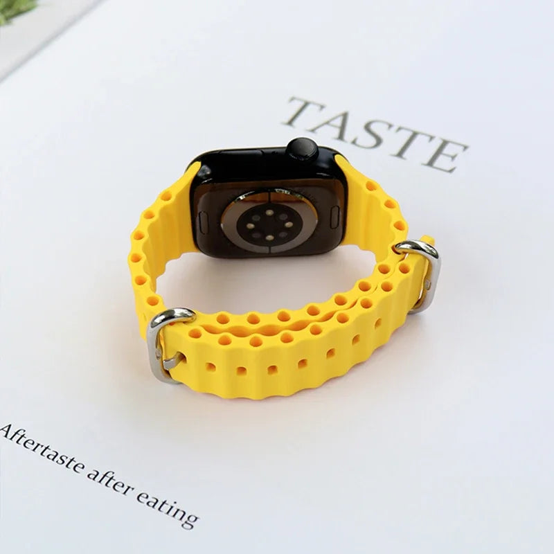 Silicone Ocean strap for Apple watch band Series Ultra 9 8 7 6 5 4 10 SE iwatch bracelet 42mm 44mm 45mm 49mm 40mm 41mm 46mm band