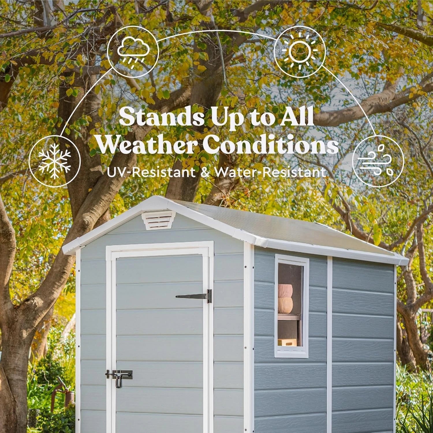 Manor 4x6 Resin Outdoor Storage Shed Kit-Perfect to Store Patio Furniture, Garden Tools Bike Accessories, Beach Chairs and Lawn