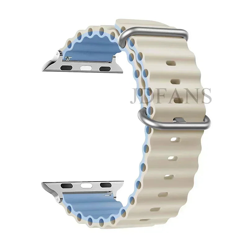 Silicone Ocean strap for Apple watch band Series Ultra 9 8 7 6 5 4 10 SE iwatch bracelet 42mm 44mm 45mm 49mm 40mm 41mm 46mm band
