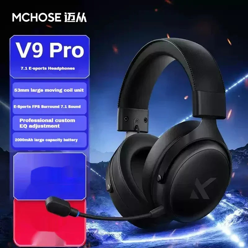 MCHOSE V9 Pro Head-mounted Music Wireless Gaming Headphones Noise Reduction Mic 3-mode Customized Music Earphones Pc Accessories