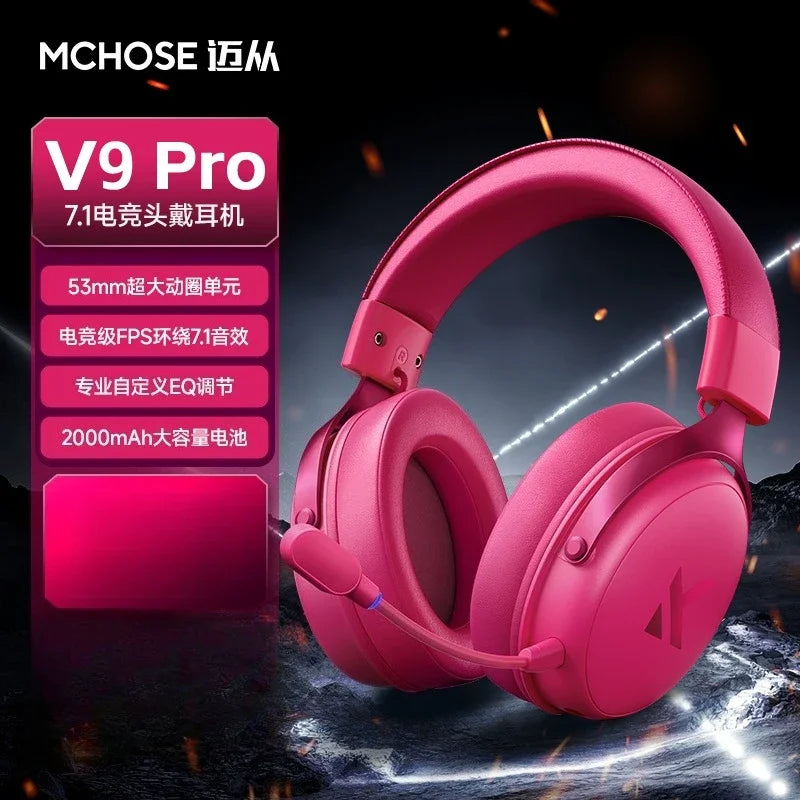 MCHOSE V9 Pro Gaming Headphones Head-mounted Music Noise Reduction Wireless Tri-mode Customized Earphones PC E-Sport Accessories