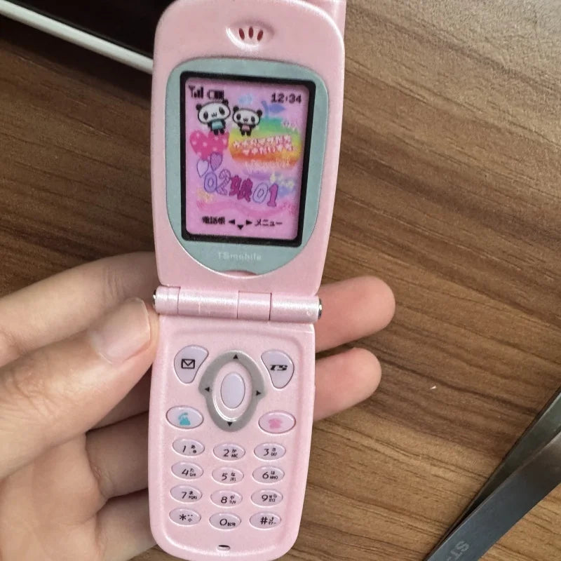 TOYS SPIRITS Mini Flip Phone Voice Recorder Gashapon Capsule Toy Collectible Retro Gift for Adults Novelty Keychain Accessory
