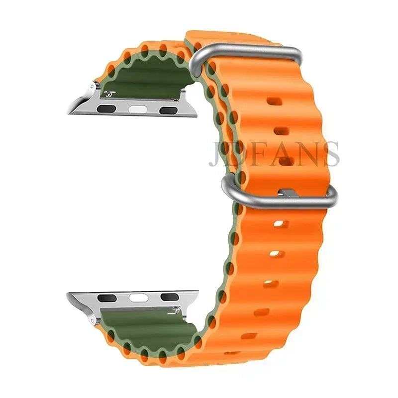 Silicone Ocean strap for Apple watch band Series Ultra 9 8 7 6 5 4 10 SE iwatch bracelet 42mm 44mm 45mm 49mm 40mm 41mm 46mm band