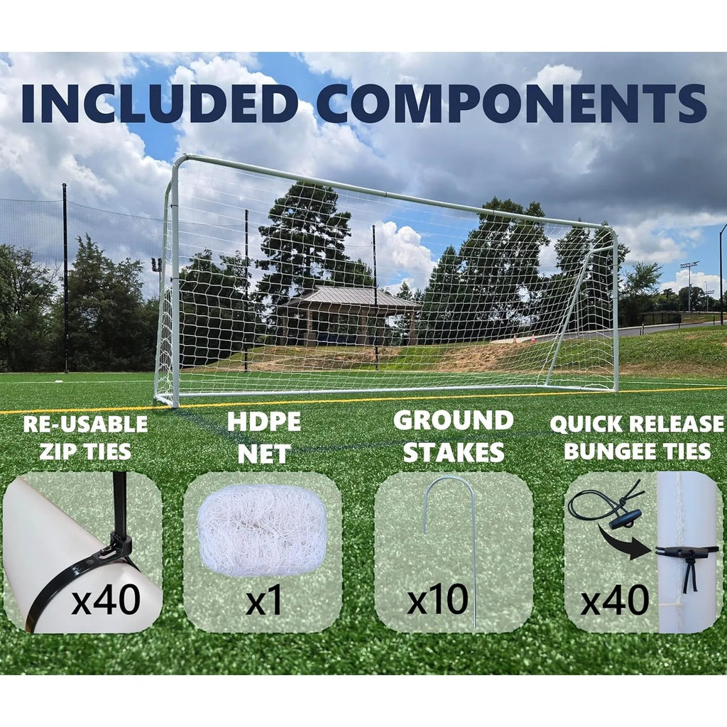 Official Size 24 X 8 X 5 Ft. Steel Soccer Goal. Heavy Duty Frame w/Net. Tournament, Regulation Size. Professional Portable Pract