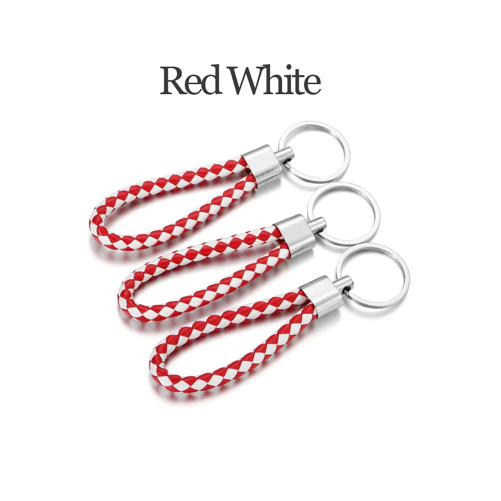 5Pcs/Pack Braided Leather Keychain Colorful Portable Keyring Organizer Leather Lanyard For Car Key Mobile Phone Strap Accessory