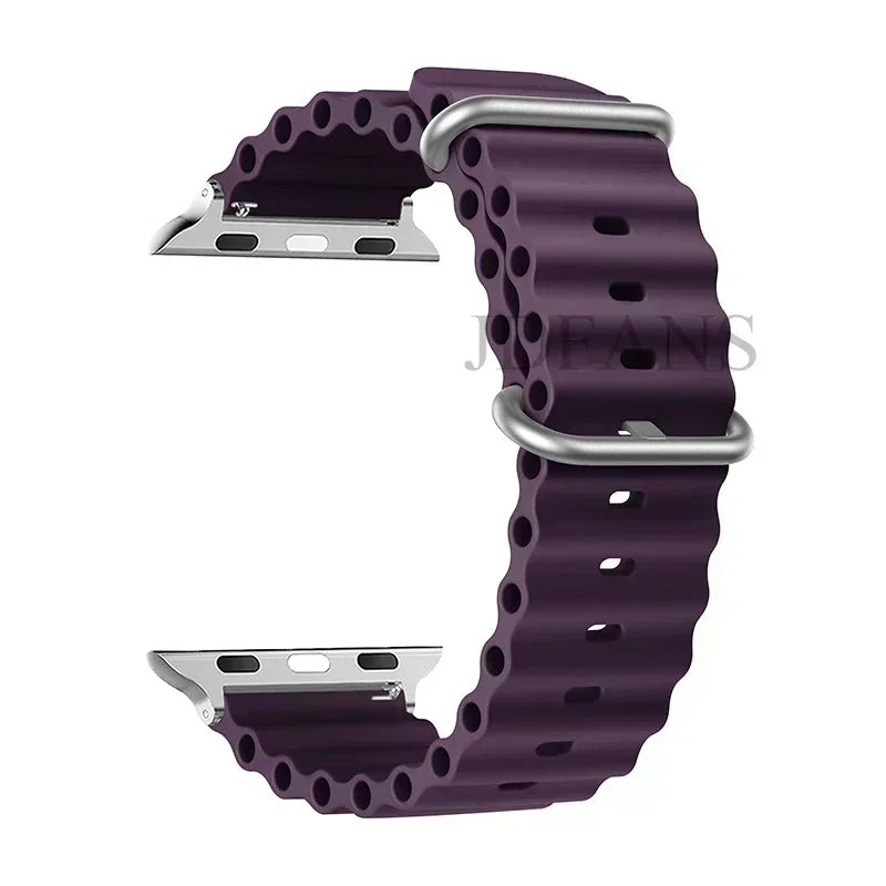 Silicone Ocean strap for Apple watch band Series Ultra 9 8 7 6 5 4 10 SE iwatch bracelet 42mm 44mm 45mm 49mm 40mm 41mm 46mm band