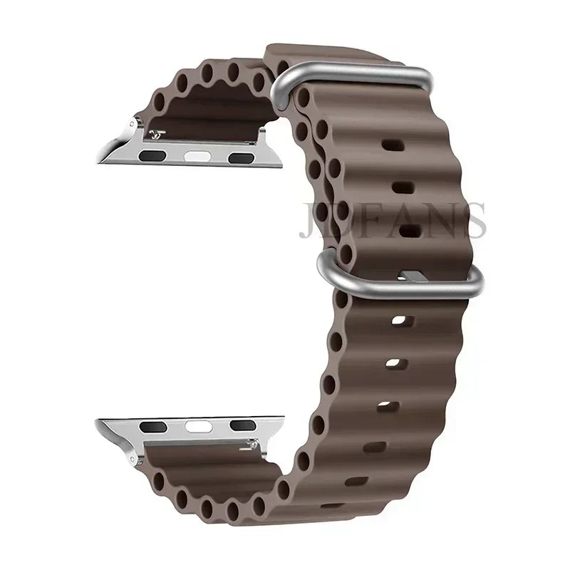Silicone Ocean strap for Apple watch band Series Ultra 9 8 7 6 5 4 10 SE iwatch bracelet 42mm 44mm 45mm 49mm 40mm 41mm 46mm band