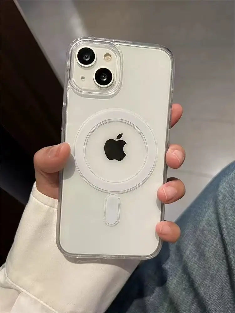 New Transparent Acrylic Clear Case For iPhone 16 15 14 13 12 11 Pro Max Magnatic For Magsafe Wireless Charge Cover