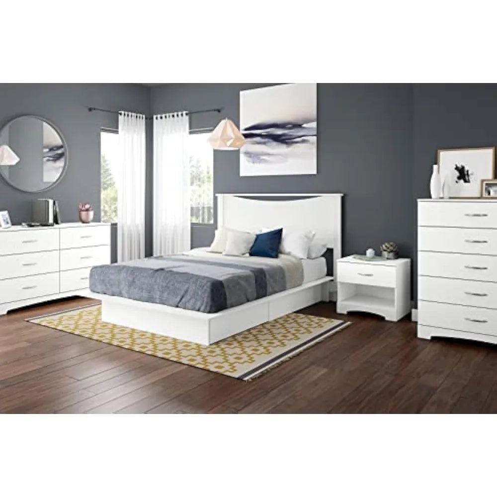 South Shore Step One, Gray, Contemporary, Clothing Storage, Six, Bedroom, Dresser Chest of Drawers, Pure White
