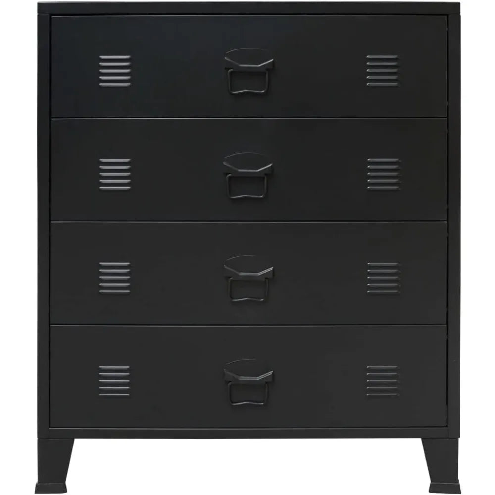vidaXL Storage Chest, Metal Storage Cabinet with 4 Drawers, Industrial Style Sideboard with Air Vents and Metal Handles, Sideboa