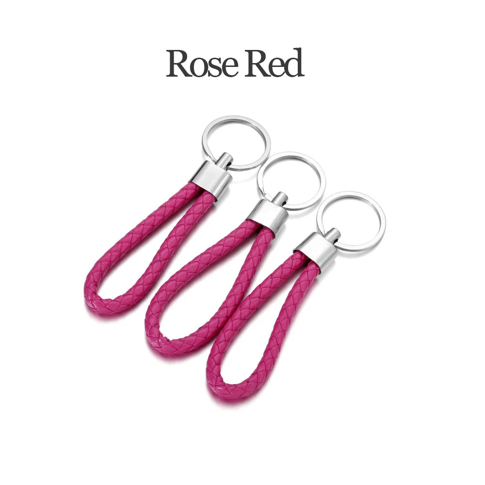 5Pcs/Pack Braided Leather Keychain Colorful Portable Keyring Organizer Leather Lanyard For Car Key Mobile Phone Strap Accessory