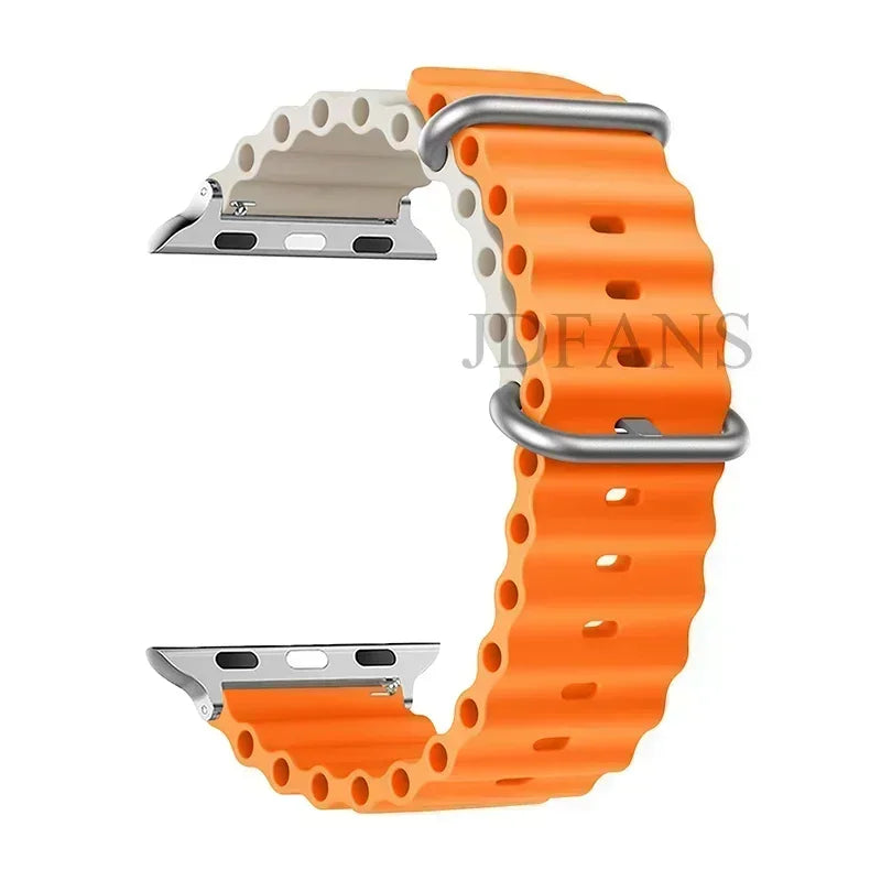 Silicone Ocean strap for Apple watch band Series Ultra 9 8 7 6 5 4 10 SE iwatch bracelet 42mm 44mm 45mm 49mm 40mm 41mm 46mm band