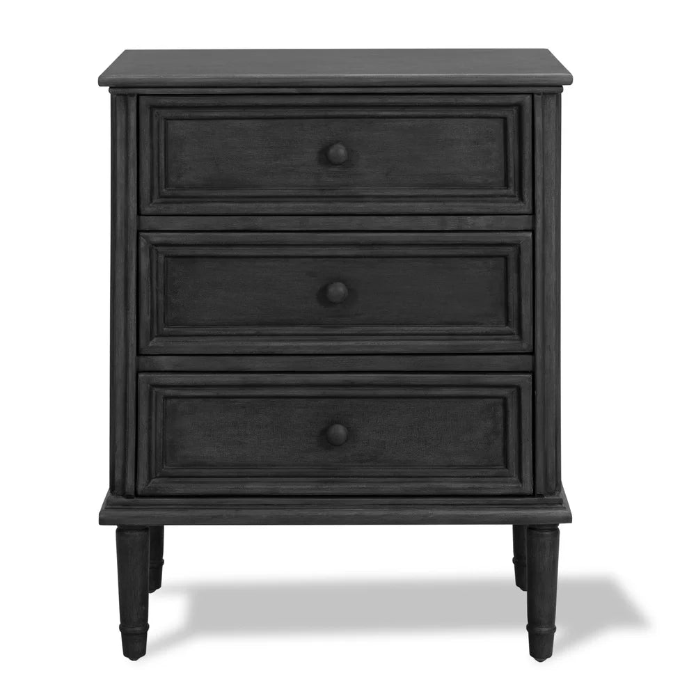 Three Drawer Storage Cabinet Dark Gray Elegant Design Versatile Use Living Room Bedroom Office Fully Assembled Indoor Furniture