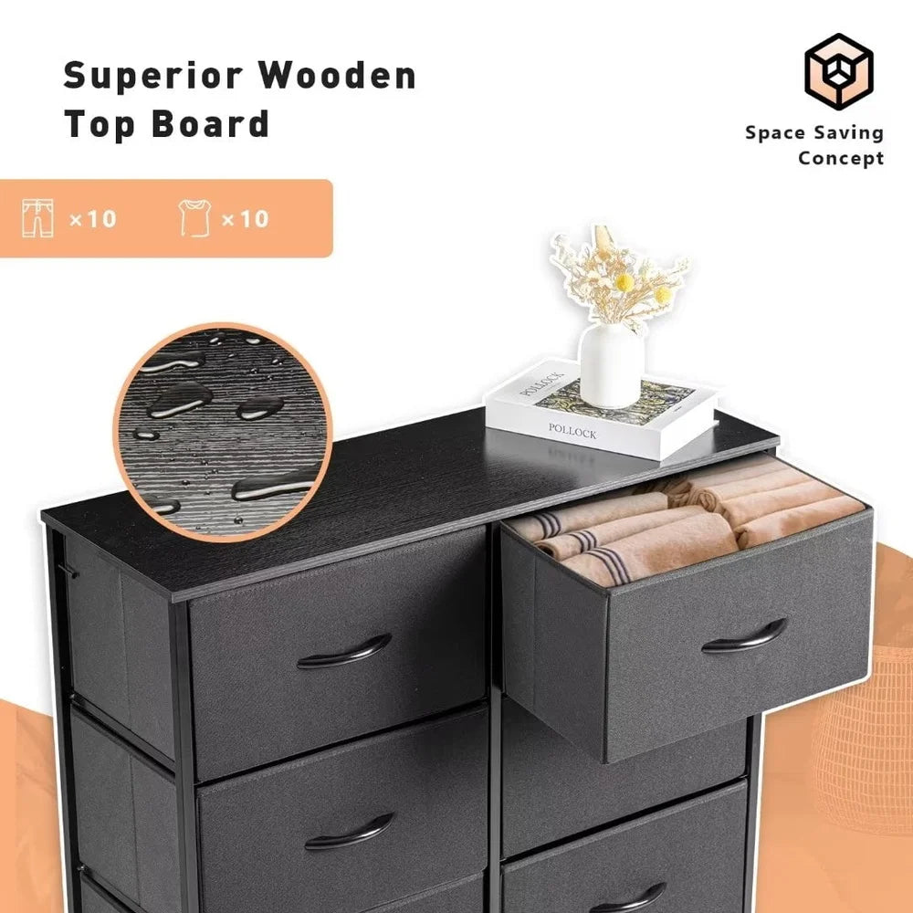Modern 8 Drawer Non-Woven Fabric Dresser Versatile Storage Solution Closet Unit Bedroom Living Room Nursery Dorm Offices