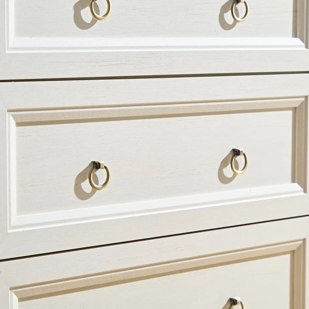 5 Drawer Wooden Dresser Rustic Tall Storage Organizer with Metal Handles Ideal Bedroom Living Room Easy Assembly
