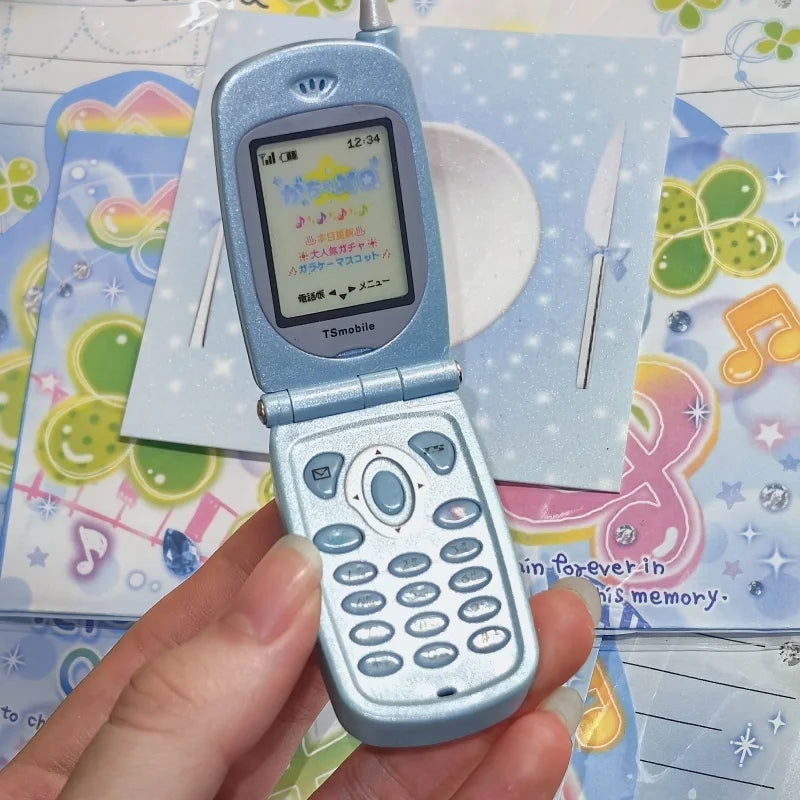 TOYS SPIRITS Mini Flip Phone Voice Recorder Gashapon Capsule Toy Collectible Retro Gift for Adults Novelty Keychain Accessory