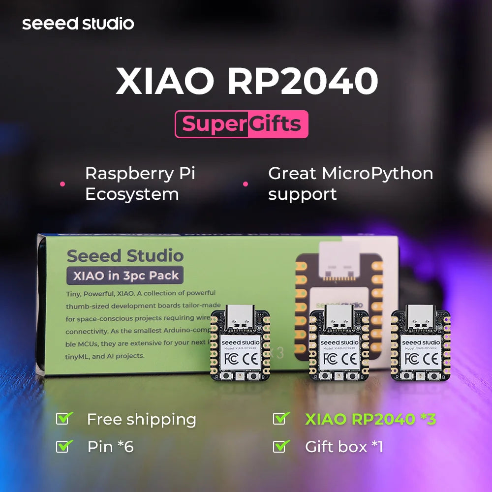 RP2040 -Seeed Studio XIAO RP2040 Microcontroller, with Dual-Core ARM Cortex M0+ Processor, Arduino, MicroPython and CircuitPyth